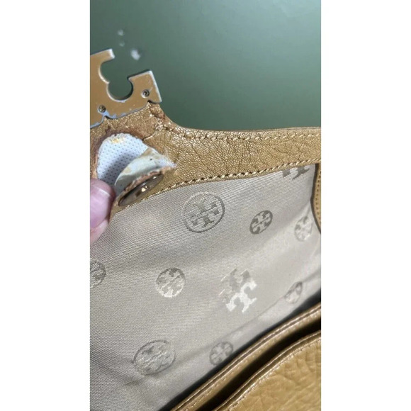 B12 Tory Burch Fleming Tan Leather Convertible Shoulder Bag - Picture 8 of 13